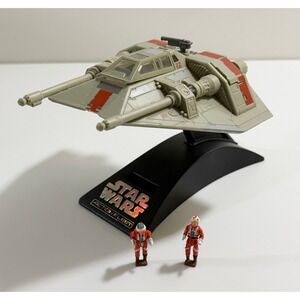 Galoob Star Wars Action Fleet Snowspeeder Vehicle Grey Red With Stand & Pilots